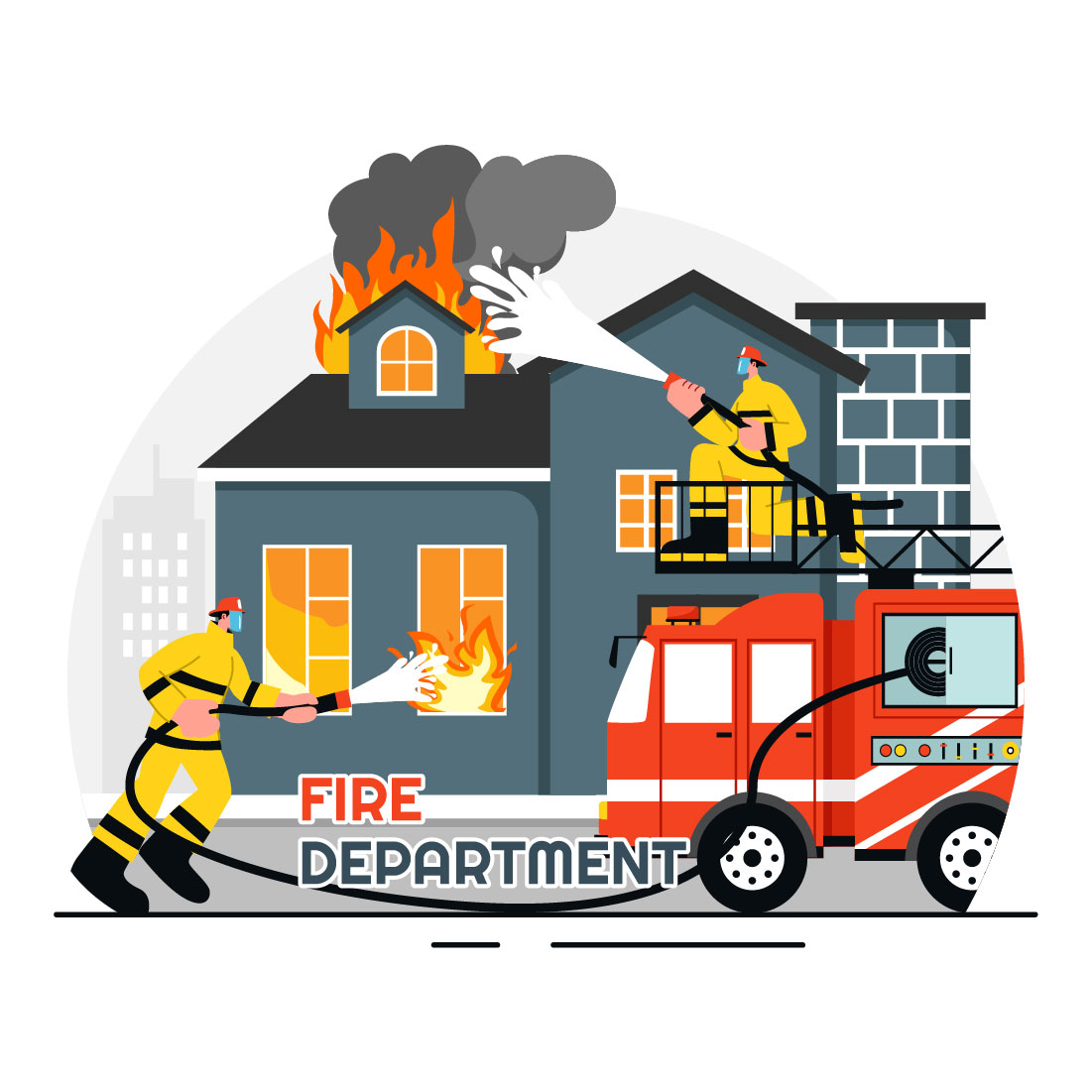 9 Fire Department or Firefighter Illustration preview image.