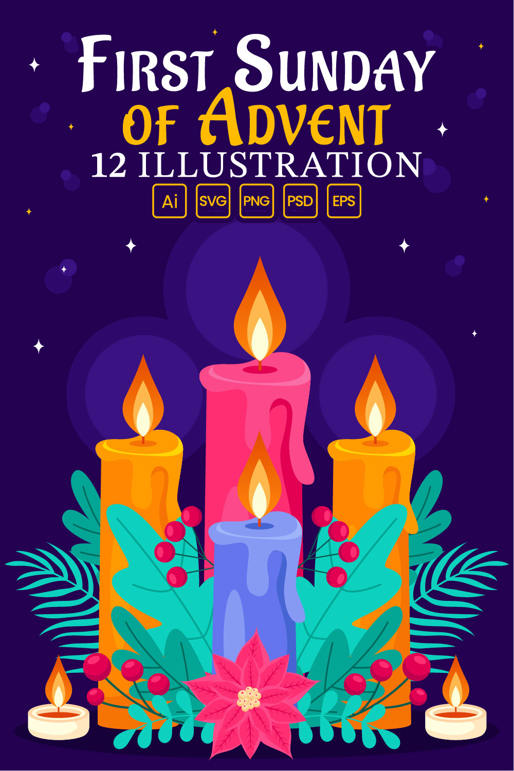 12 First Sunday of Advent Illustration pinterest preview image.