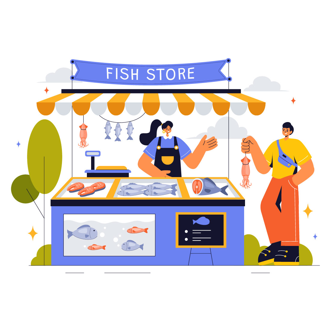 9 Fish Store Illustration cover image.