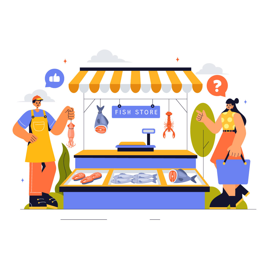 9 Fish Store Illustration preview image.