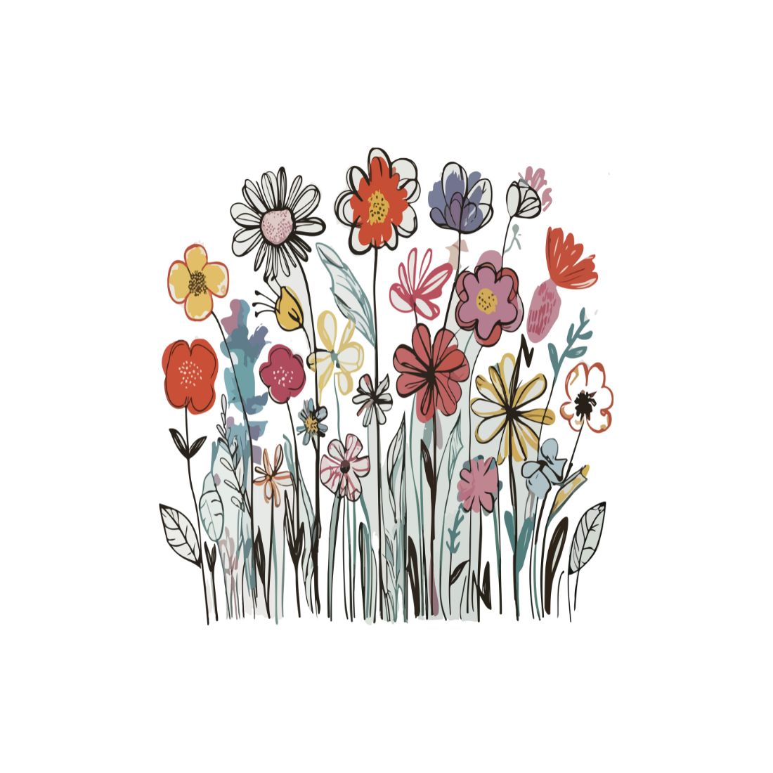 Unique Flowers Doodle Illustration Set preview image.