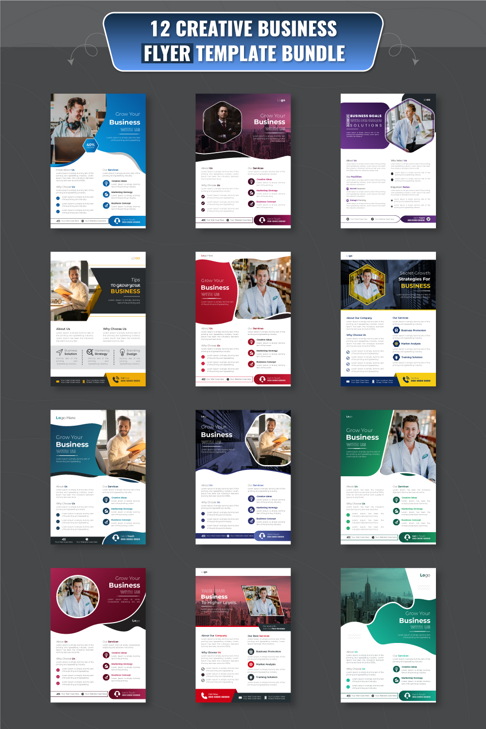 Business flyer template design mega bundle collection pinterest preview image.