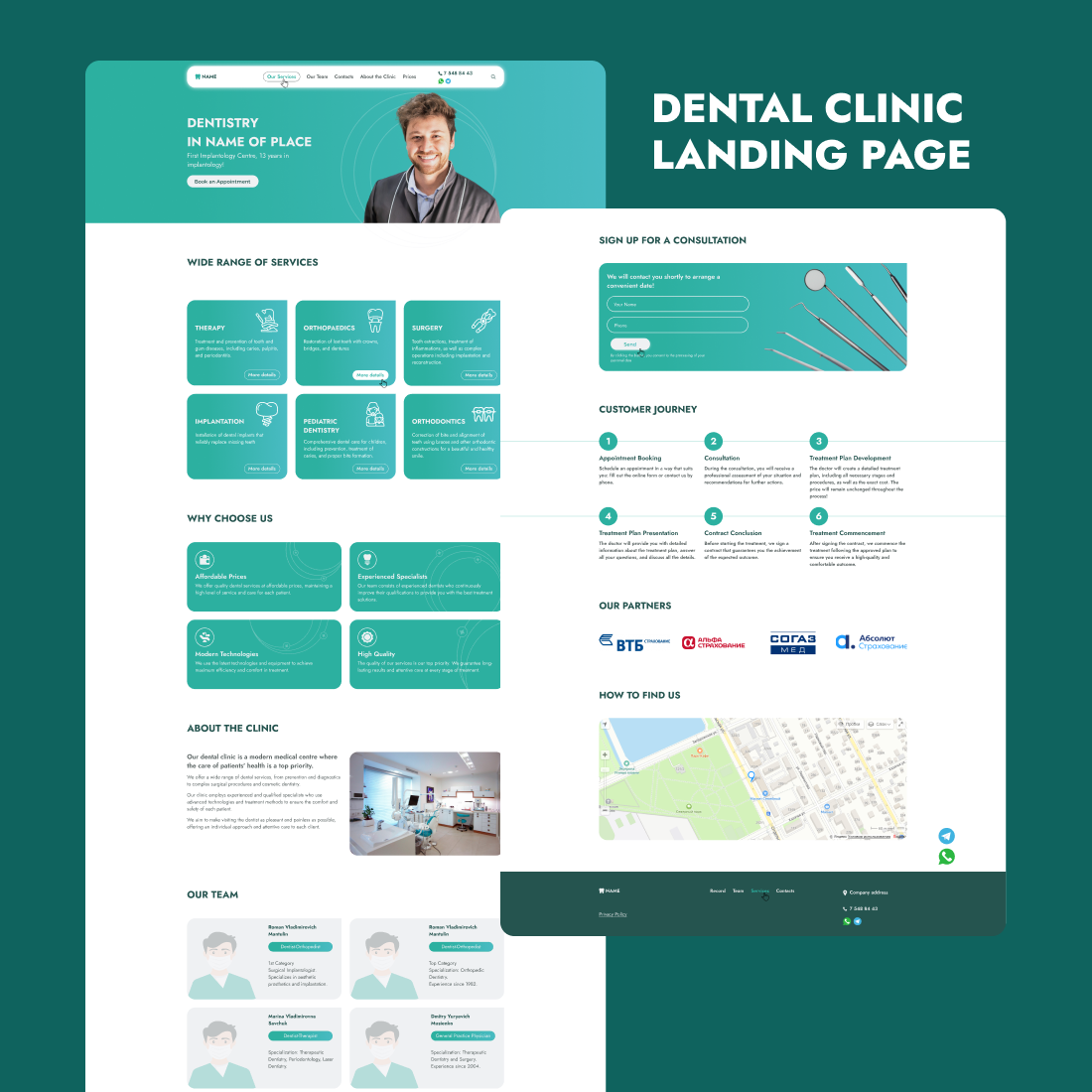 Dental Clinic Landing Page Template preview image.