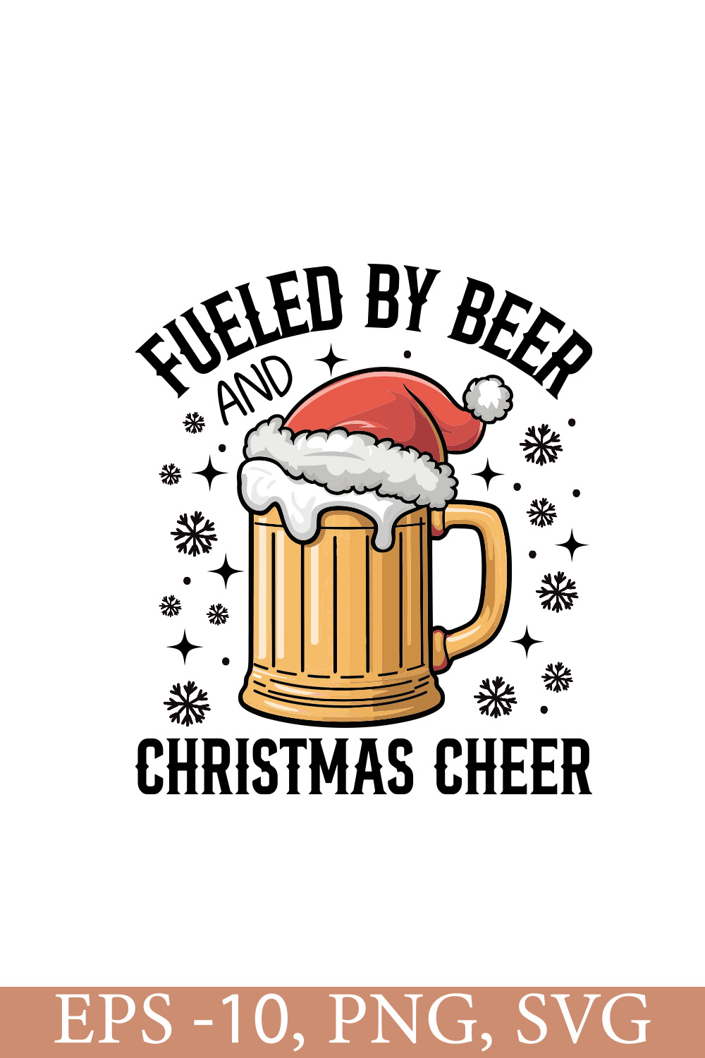 Fueled by beer and Christmas cheer Tshirt pinterest preview image.