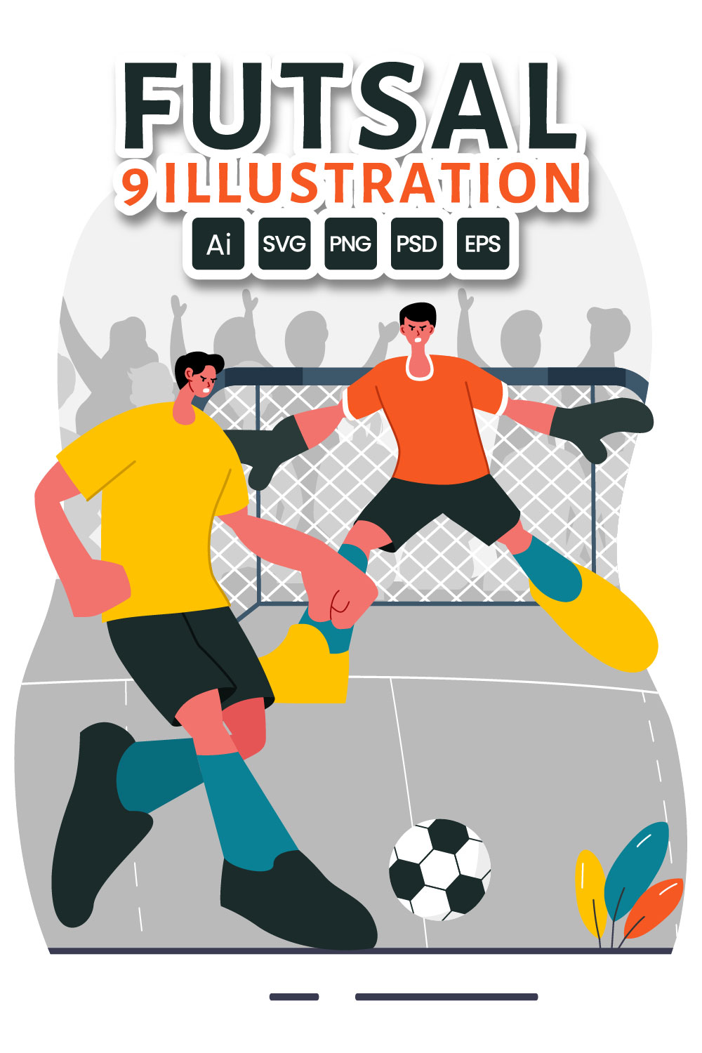 9 Futsal or Football Sport Illustration pinterest preview image.