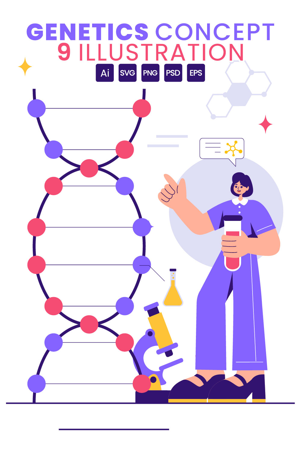 9 Genetic Science Concept Illustration pinterest preview image.