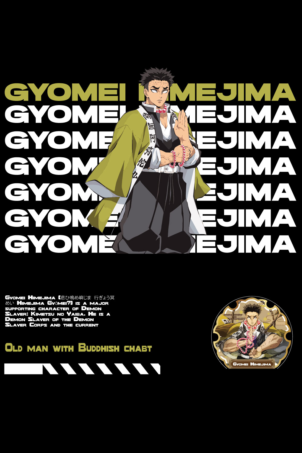 Anime t shirt , demon slayer character, Giyomei pinterest preview image.