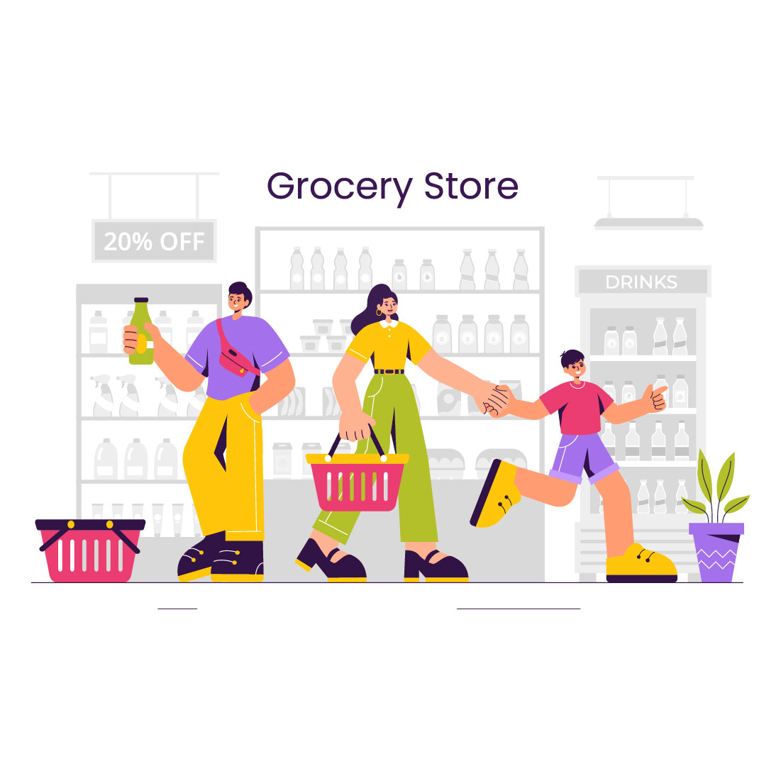 9 Grocery Store Shelf Illustration cover image.