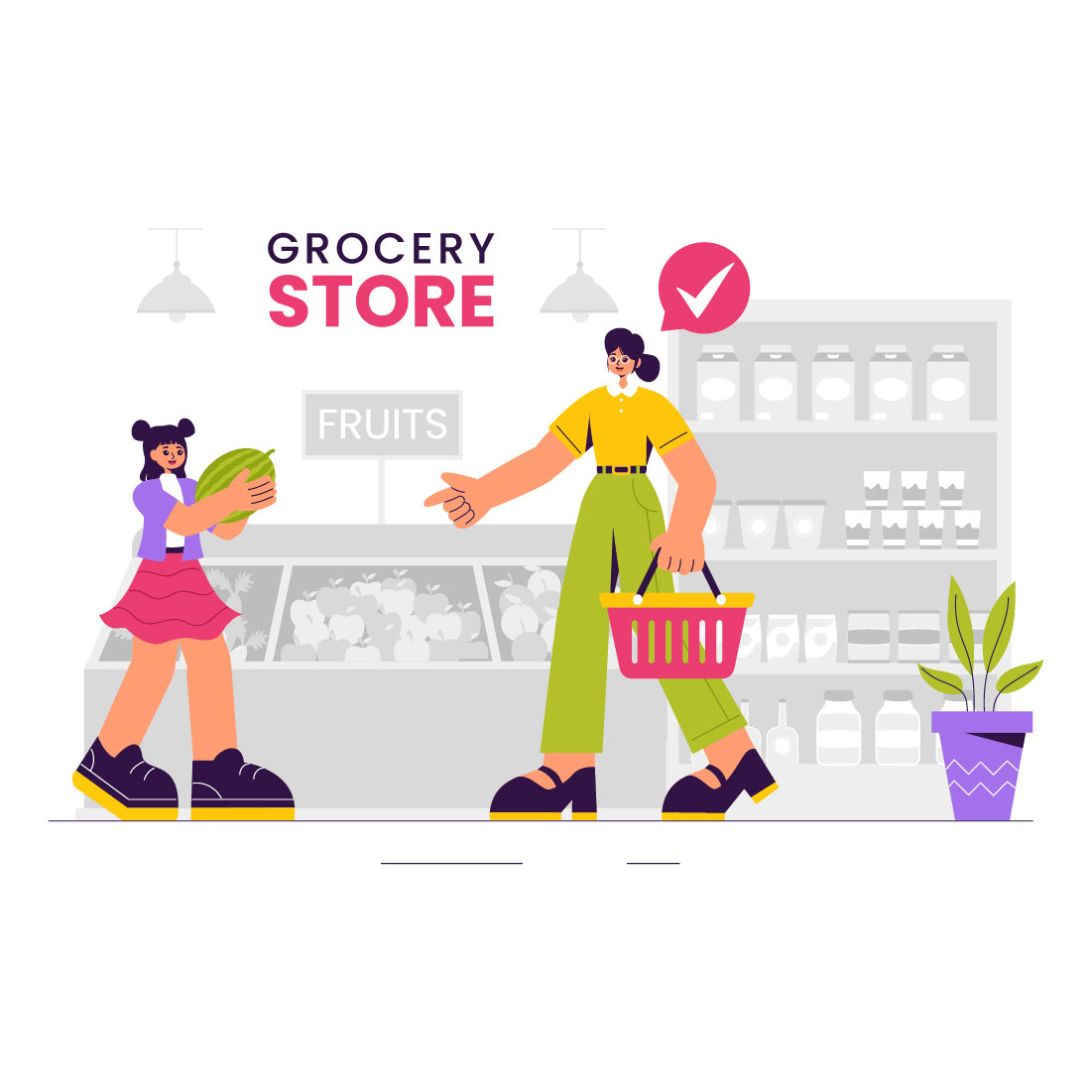 9 Grocery Store Shelf Illustration preview image.