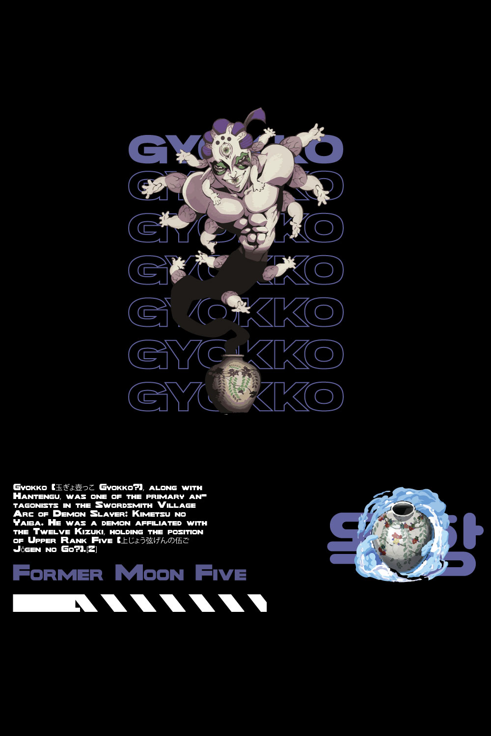 Anime t shirt , demon slayer character, Gyokko pinterest preview image.