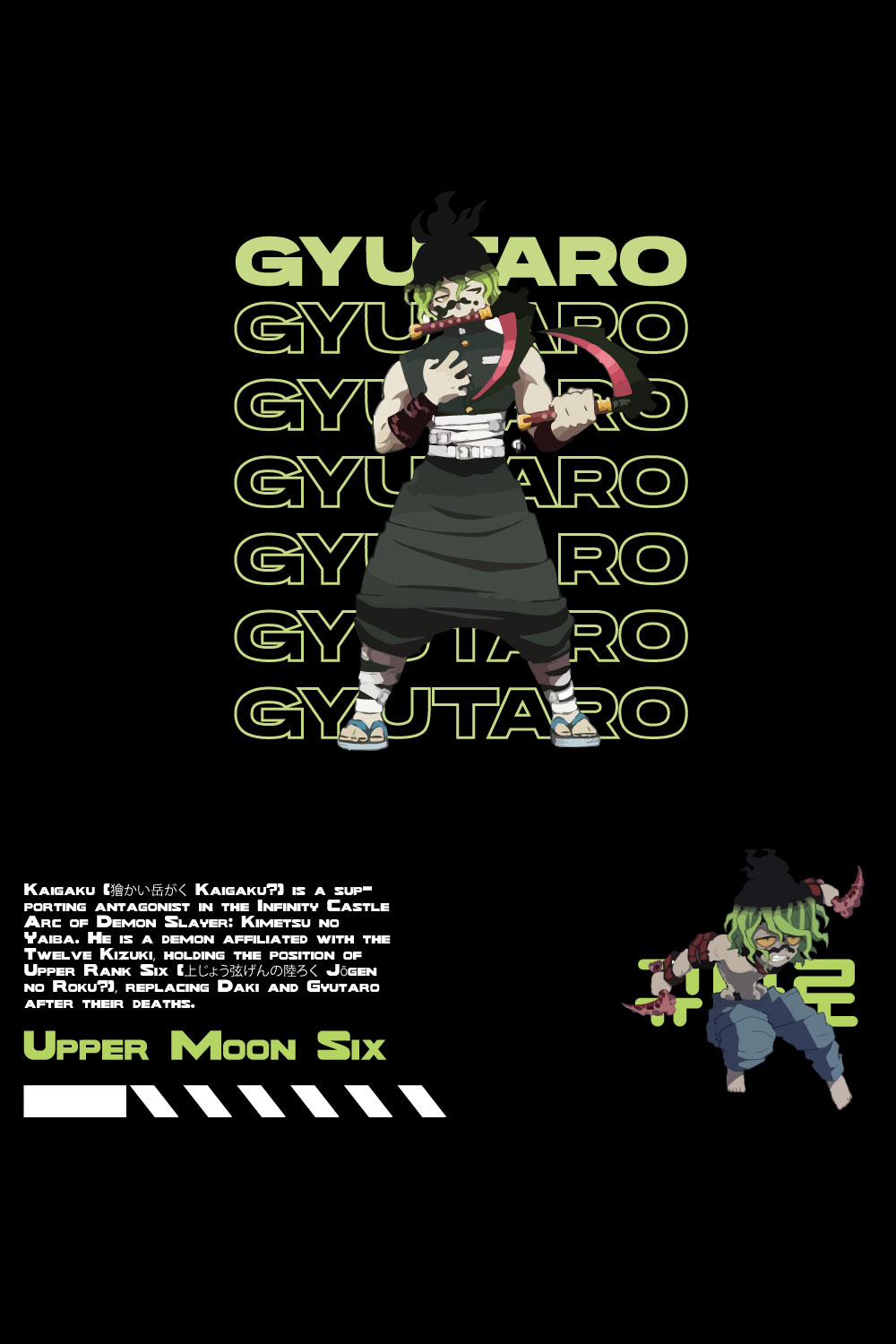 Anime t shirt , demon slayer character, Gyutaro pinterest preview image.