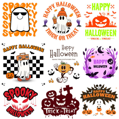 50 Halloween T-shirt Designs Bundle cover image.