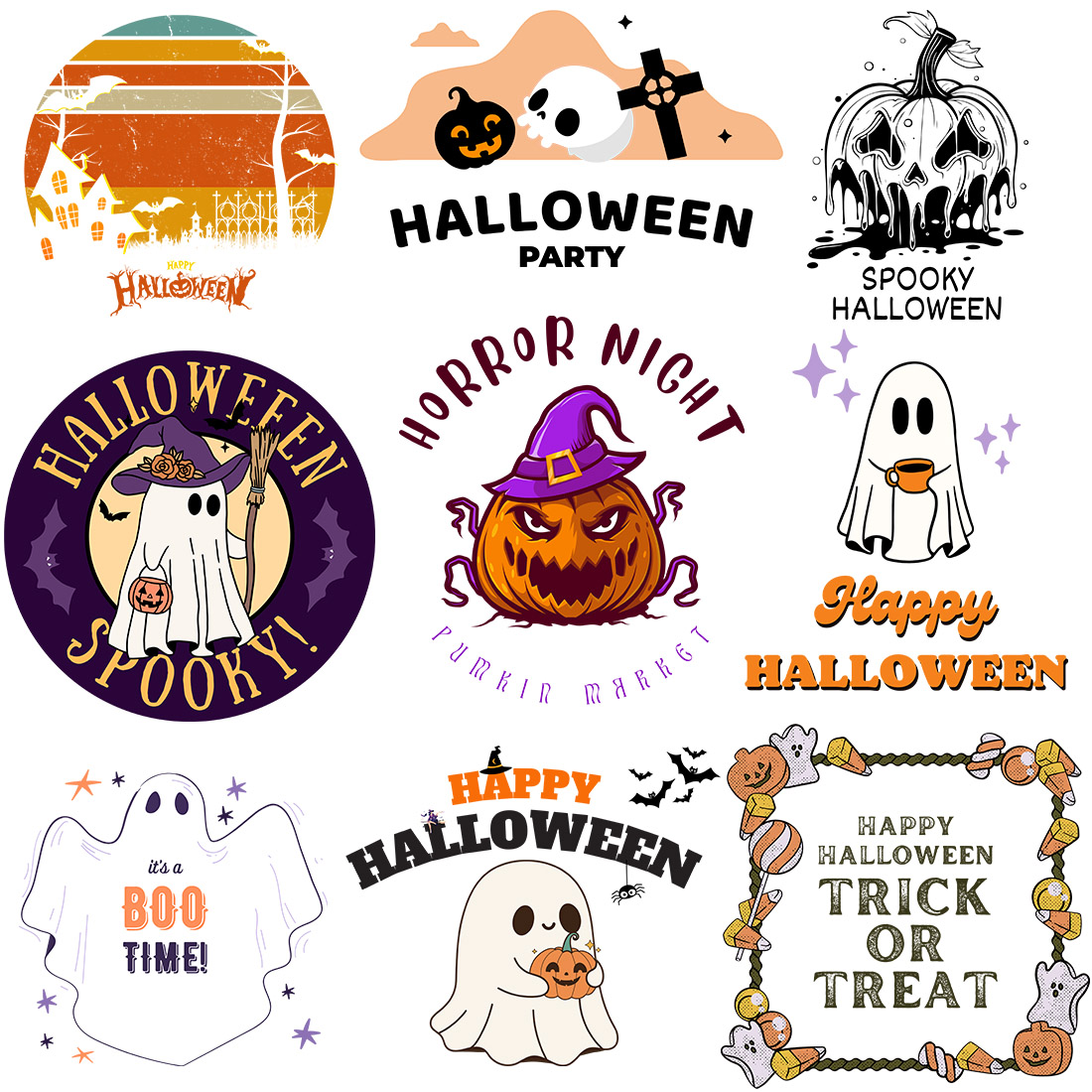 50 Halloween T-shirt Designs Bundle preview image.