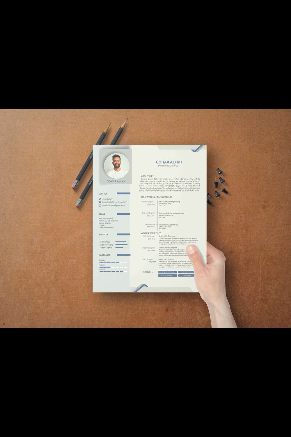 Creative Professional Resume Cv pinterest preview image.