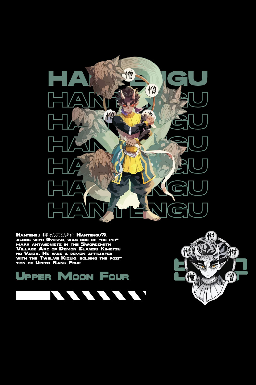 Anime t shirt , demon slayer character, Hantengu pinterest preview image.