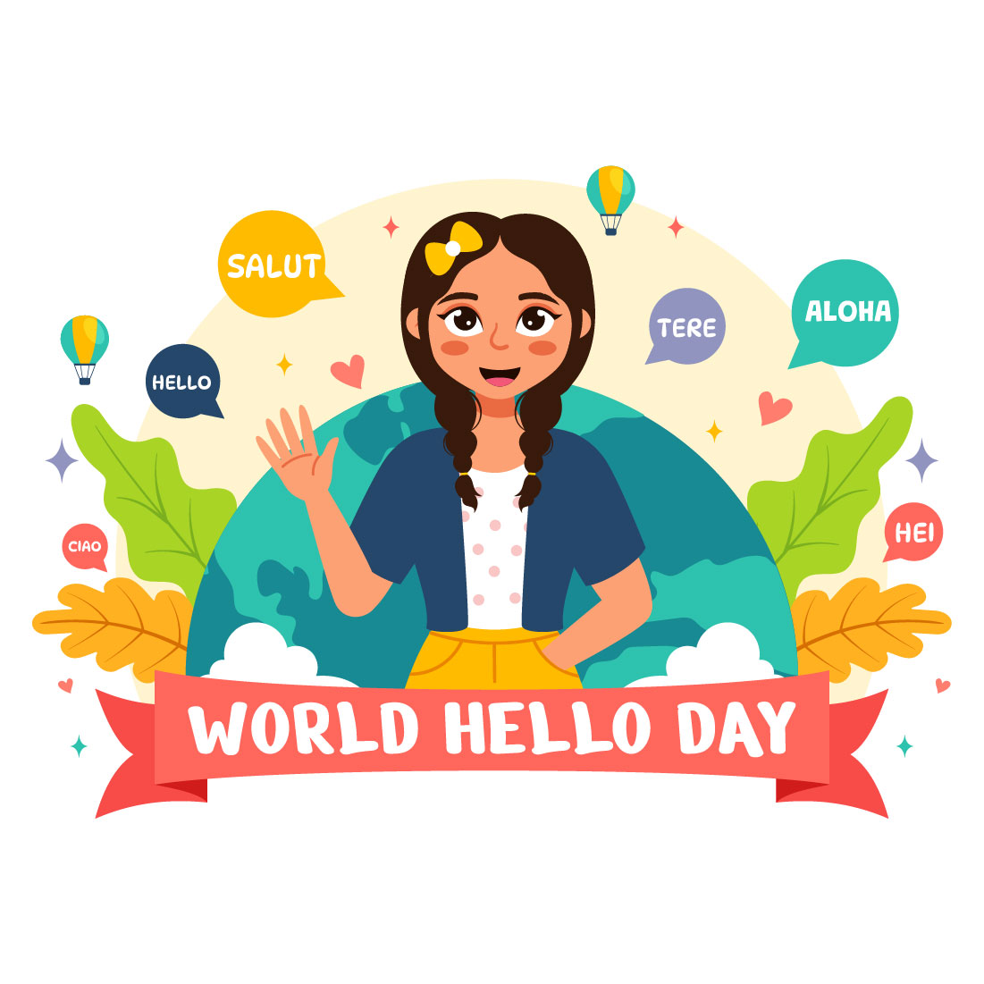 12 World Hello Day Illustration cover image.