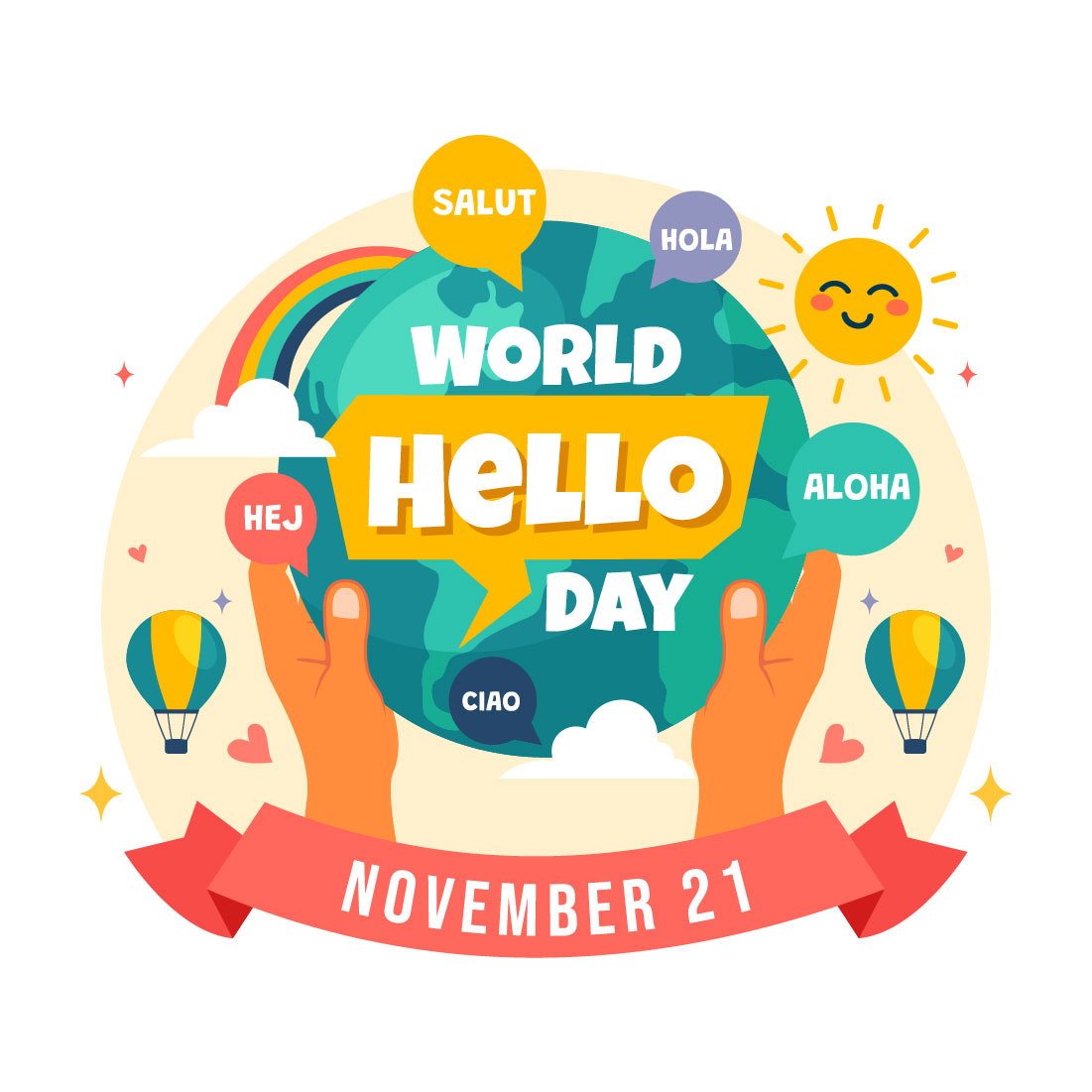 12 World Hello Day Illustration preview image.