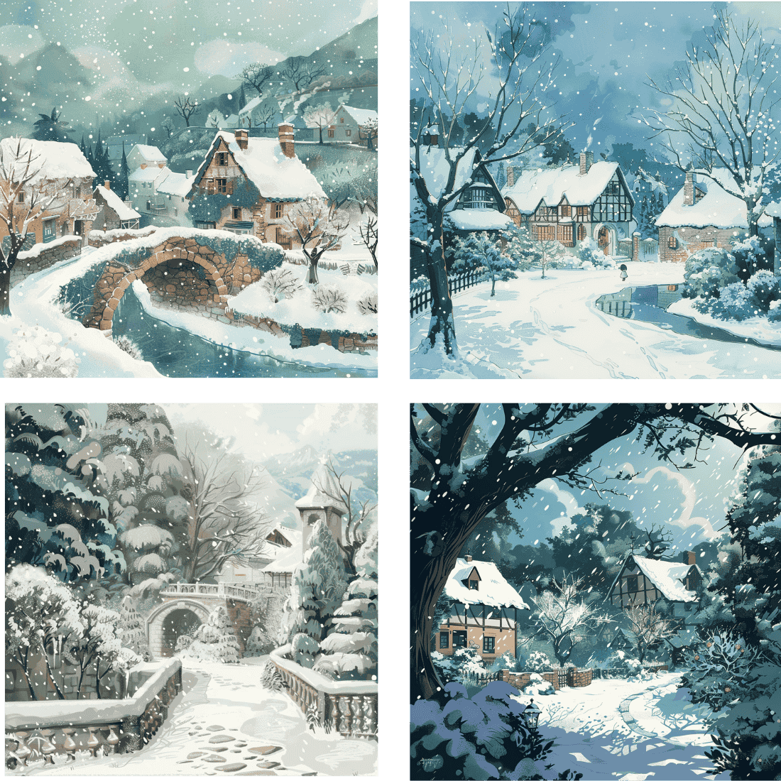 Snowfall Land: Enchanting Winter Digital Paper Pack preview image.