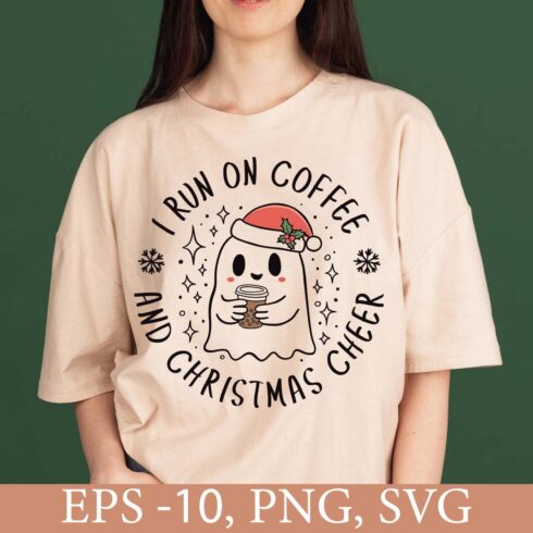 I Run On Coffee And Christmas Cheer Tshirt cover image.