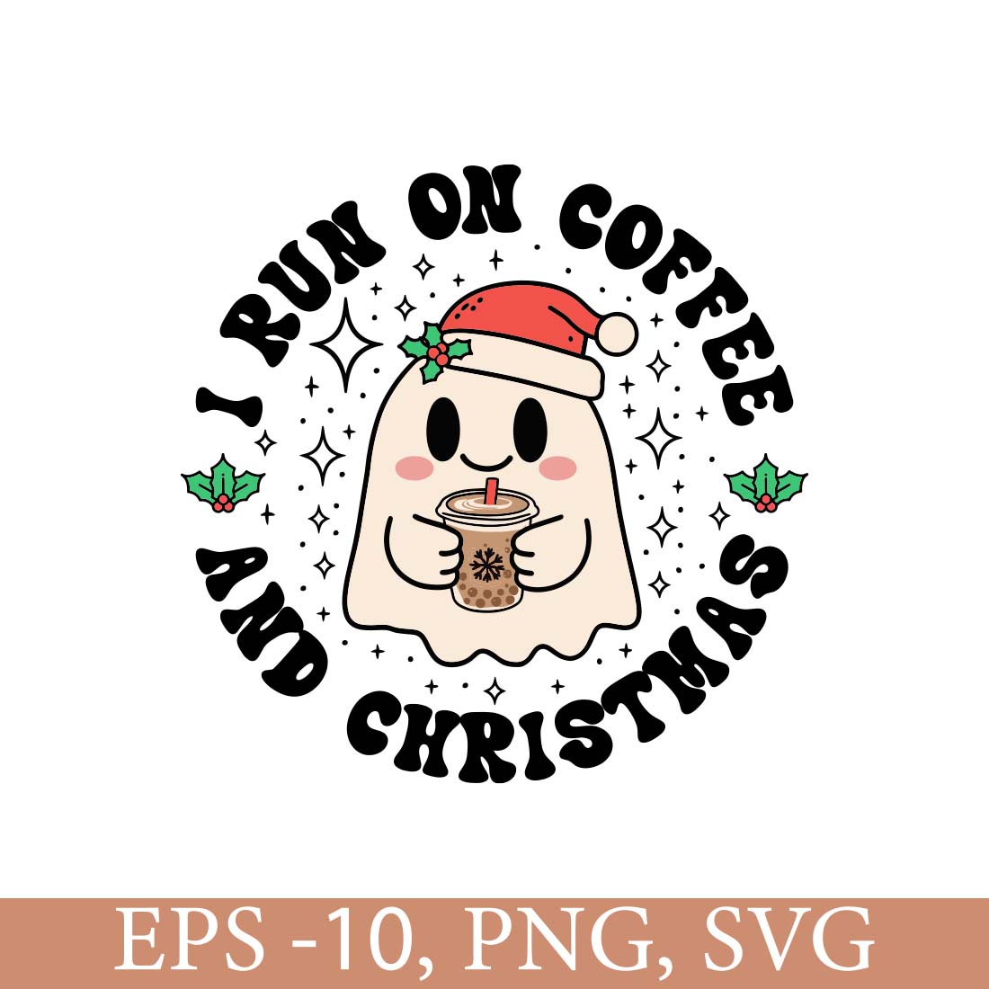 I Run On Coffee And Christmas Cheer T shirt preview image.