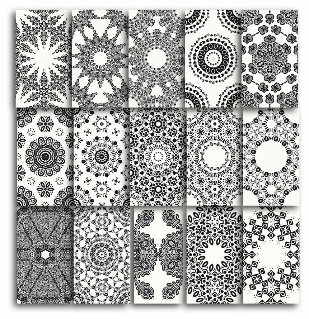 50+ Symmetrical Monochromatic Seamless Patterns
