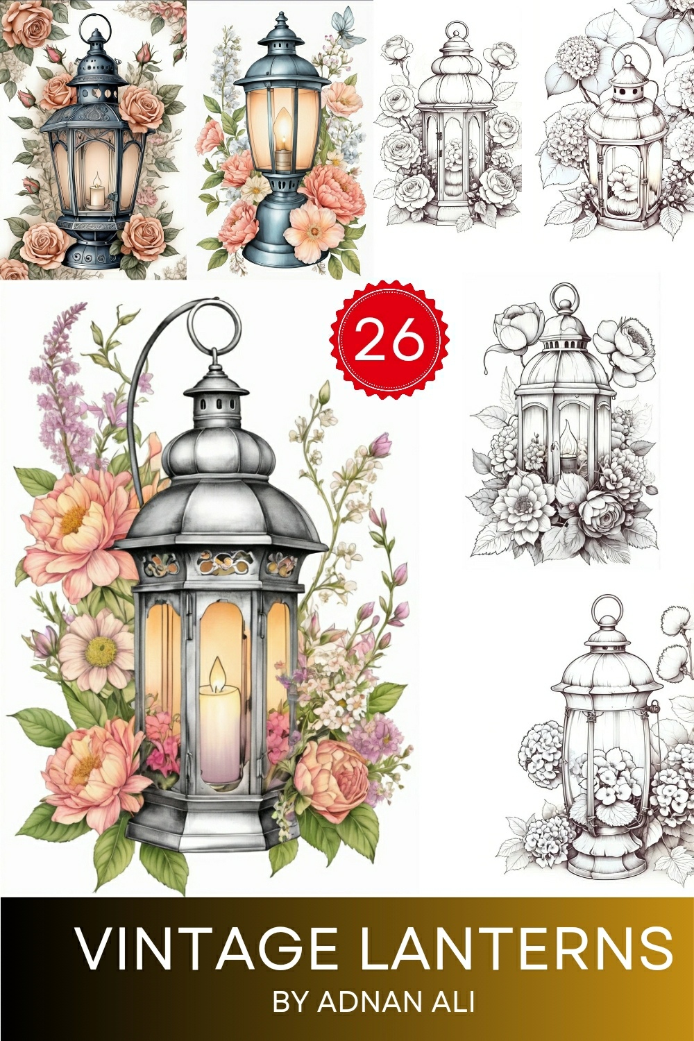 26 vintage lanterns adult coloring pages pinterest preview image.