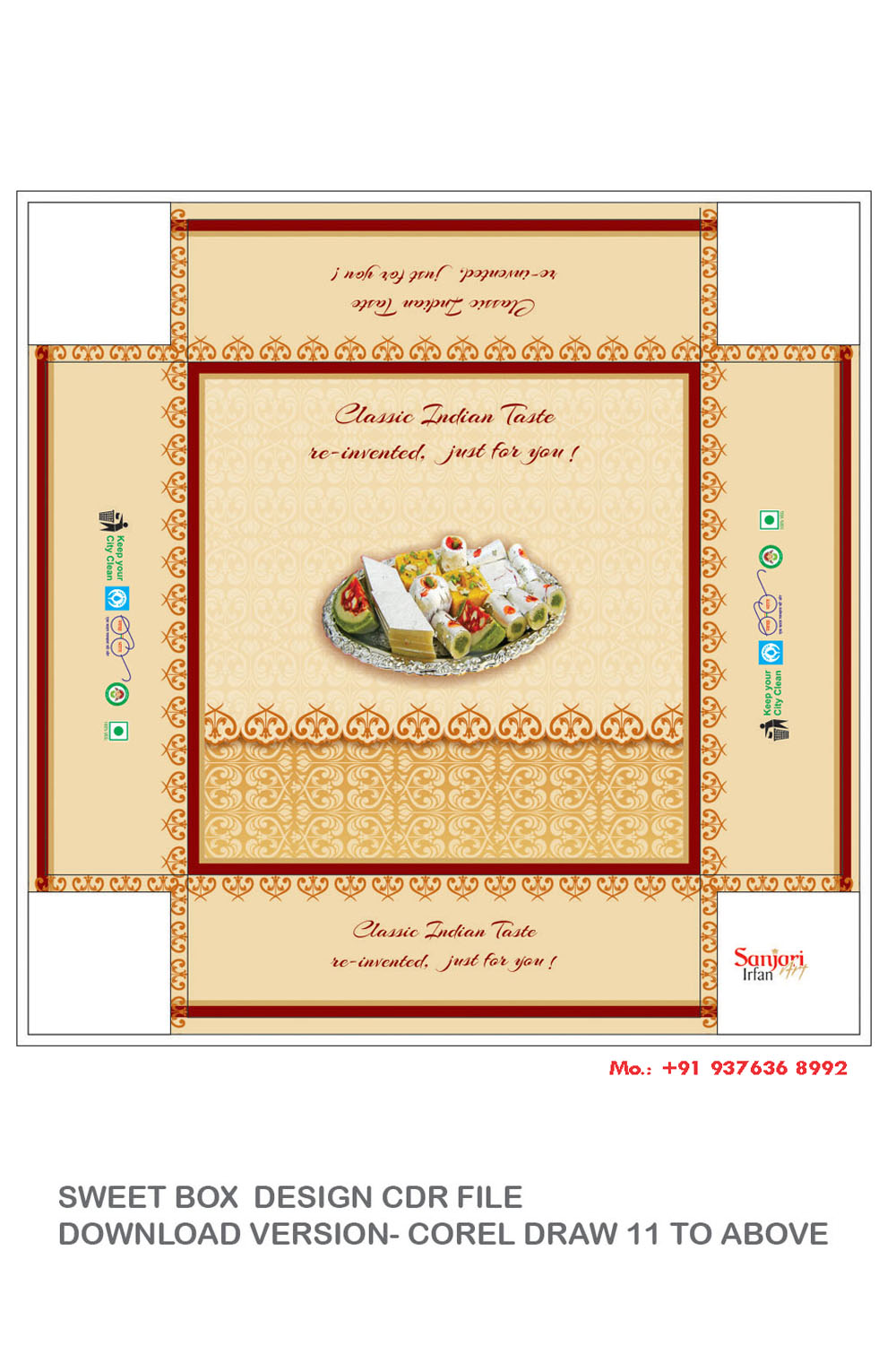 SWEET BOX DESIGN CDR FILE DOWNLOAD VERSION- COREL DRAW 11 TO ABOVE FULL EDITABLE WITH FONT pinterest preview image.