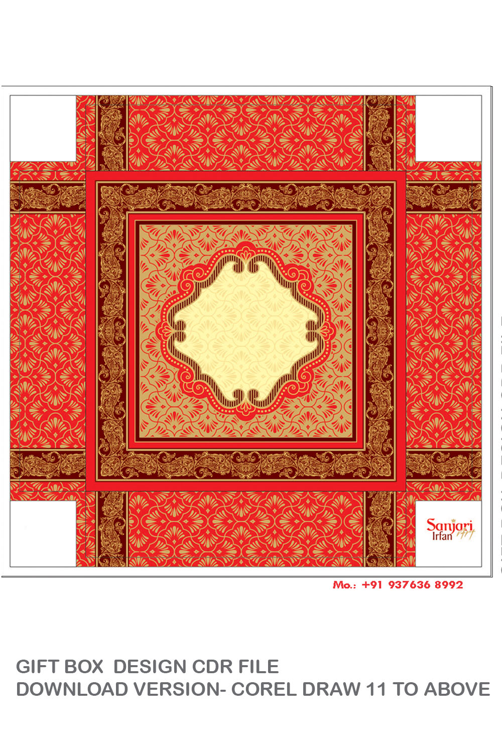 GIFT BOX DESIGN CDR FILE DOWNLOAD VERSION- COREL DRAW 11 TO ABOVE FULL EDITABLE pinterest preview image.