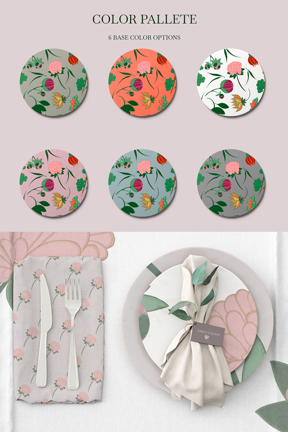 Stylized Plants in Eastern Style pinterest preview image.