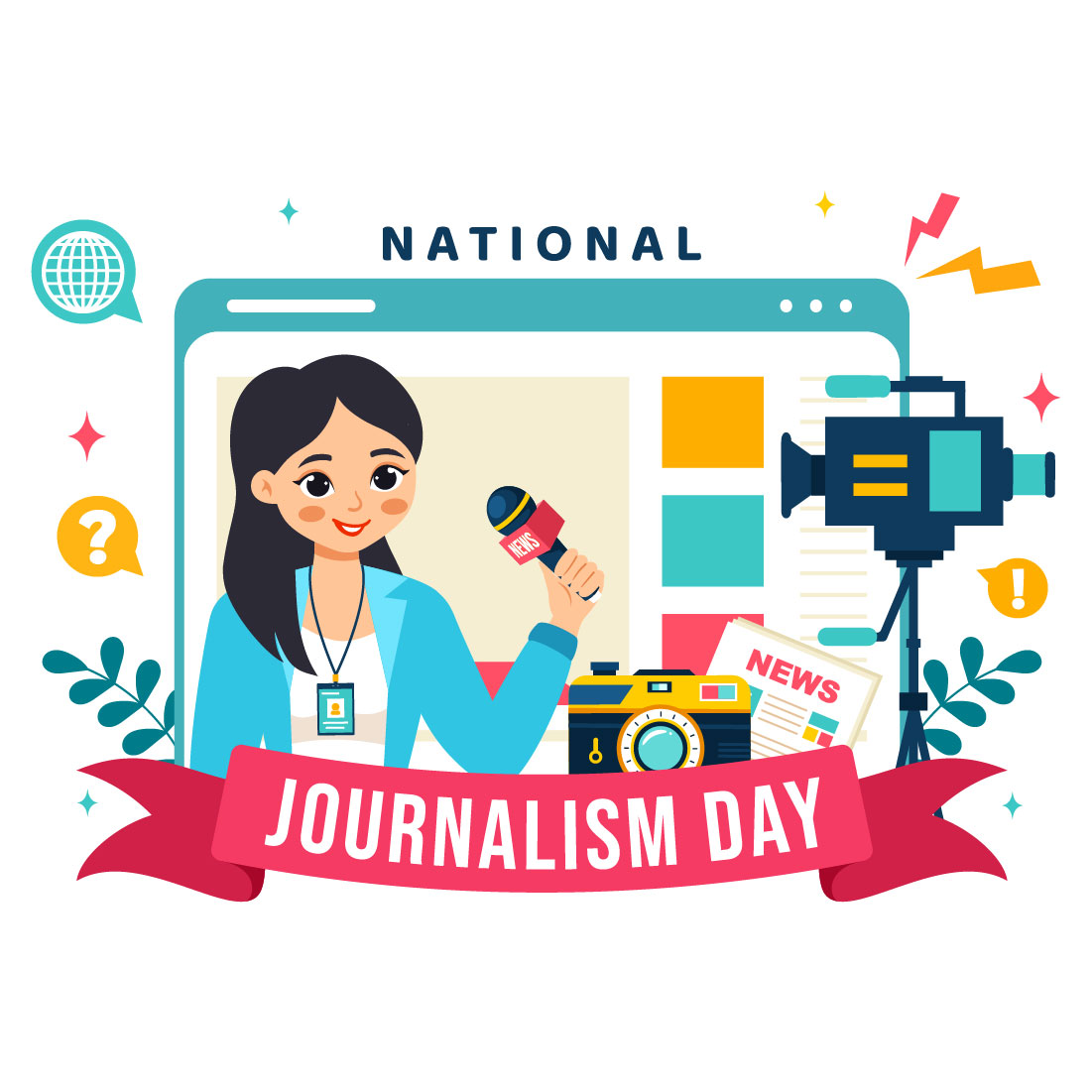 12 National Journalism Day Illustration cover image.