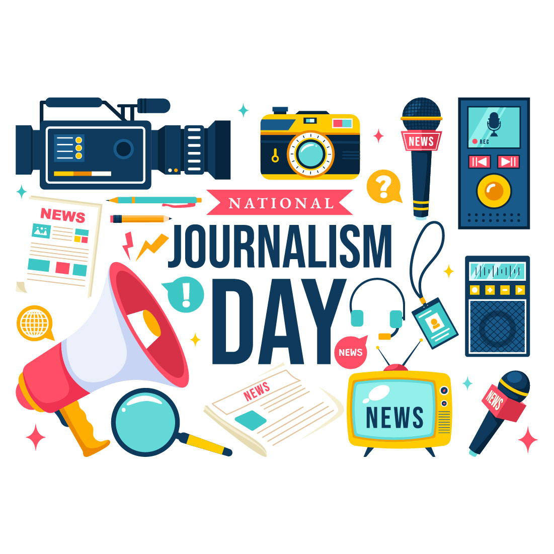 12 National Journalism Day Illustration preview image.