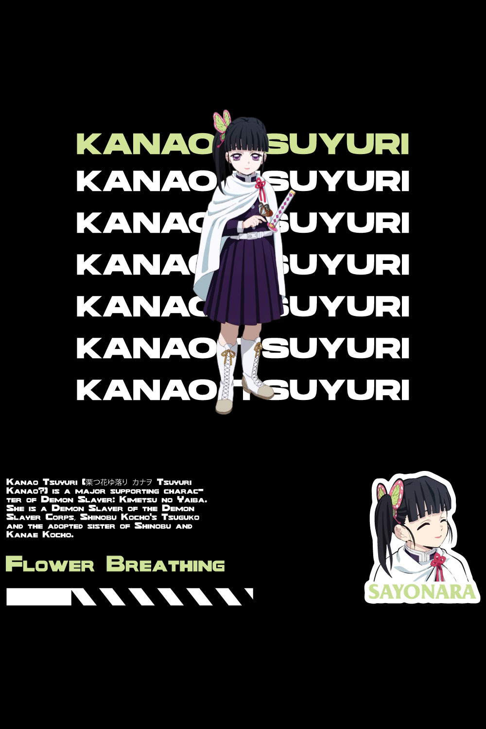 Anime t shirt , demon slayer character, Kanao pinterest preview image.