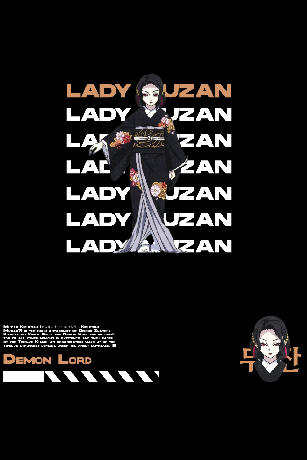 Anime t shirt , demon slayer character, Lady Muzan pinterest preview image.