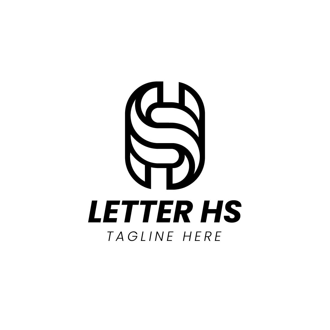 Modern Letter HS SH Logo design preview image.