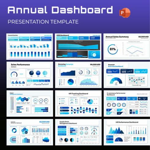 Annual sale Performance dashboard Template cover image.