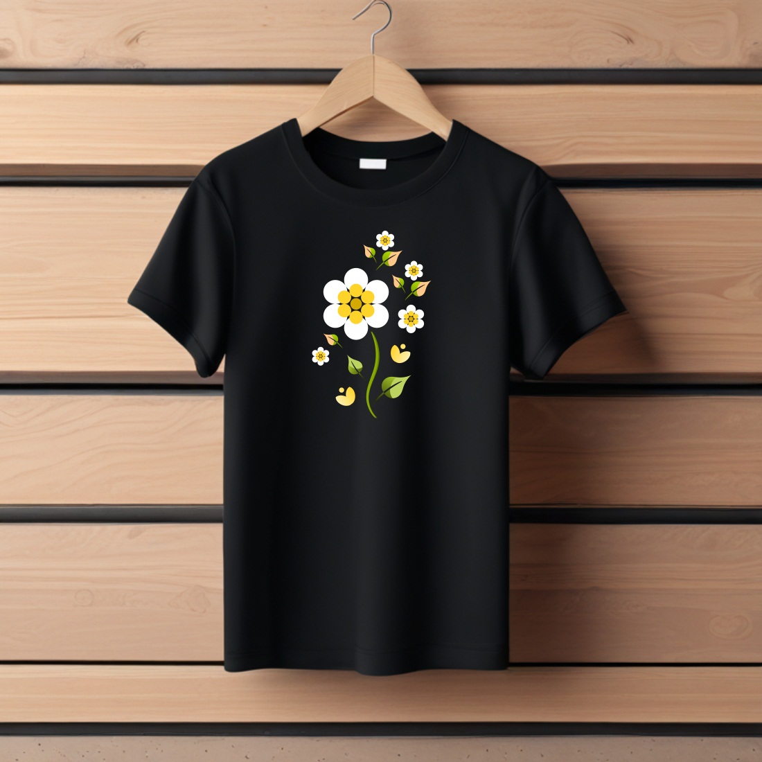 flower t-shirt design and printable product preview image.