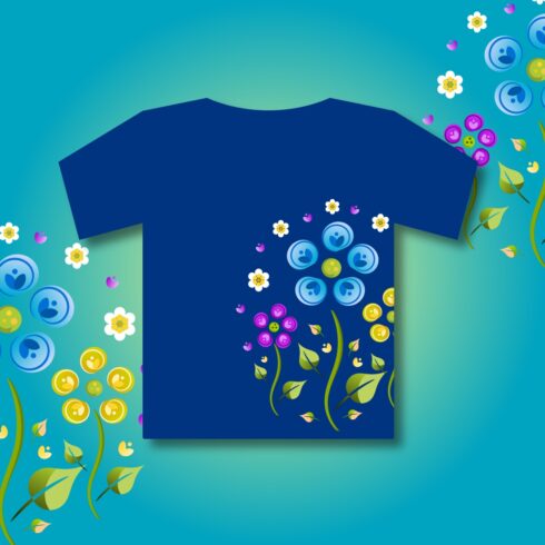 blue, pink and yellow flower t shirt design cover image.