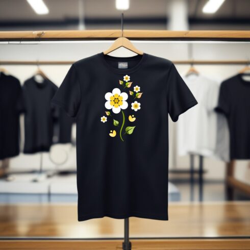 flower t-shirt design and printable product cover image.