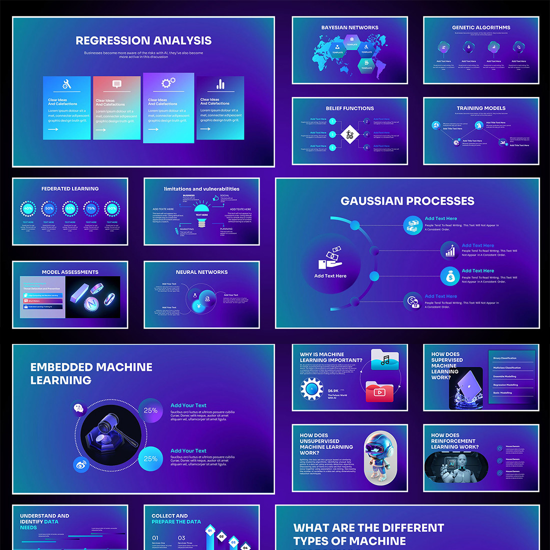 Machine AI Google slides Presentation Themes preview image.