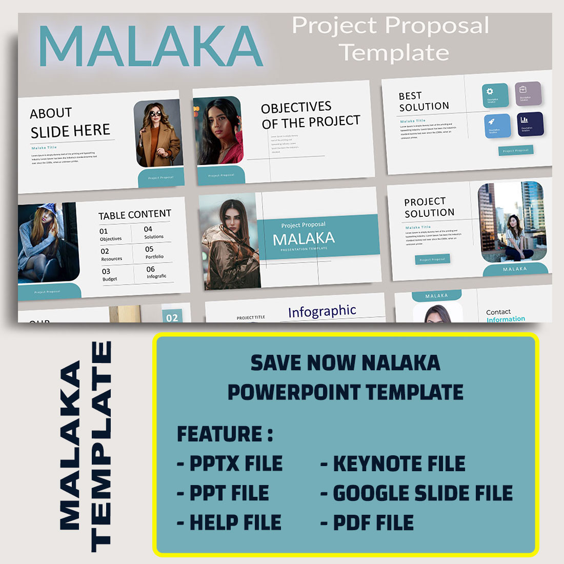 Malaka Persentation Template preview image.