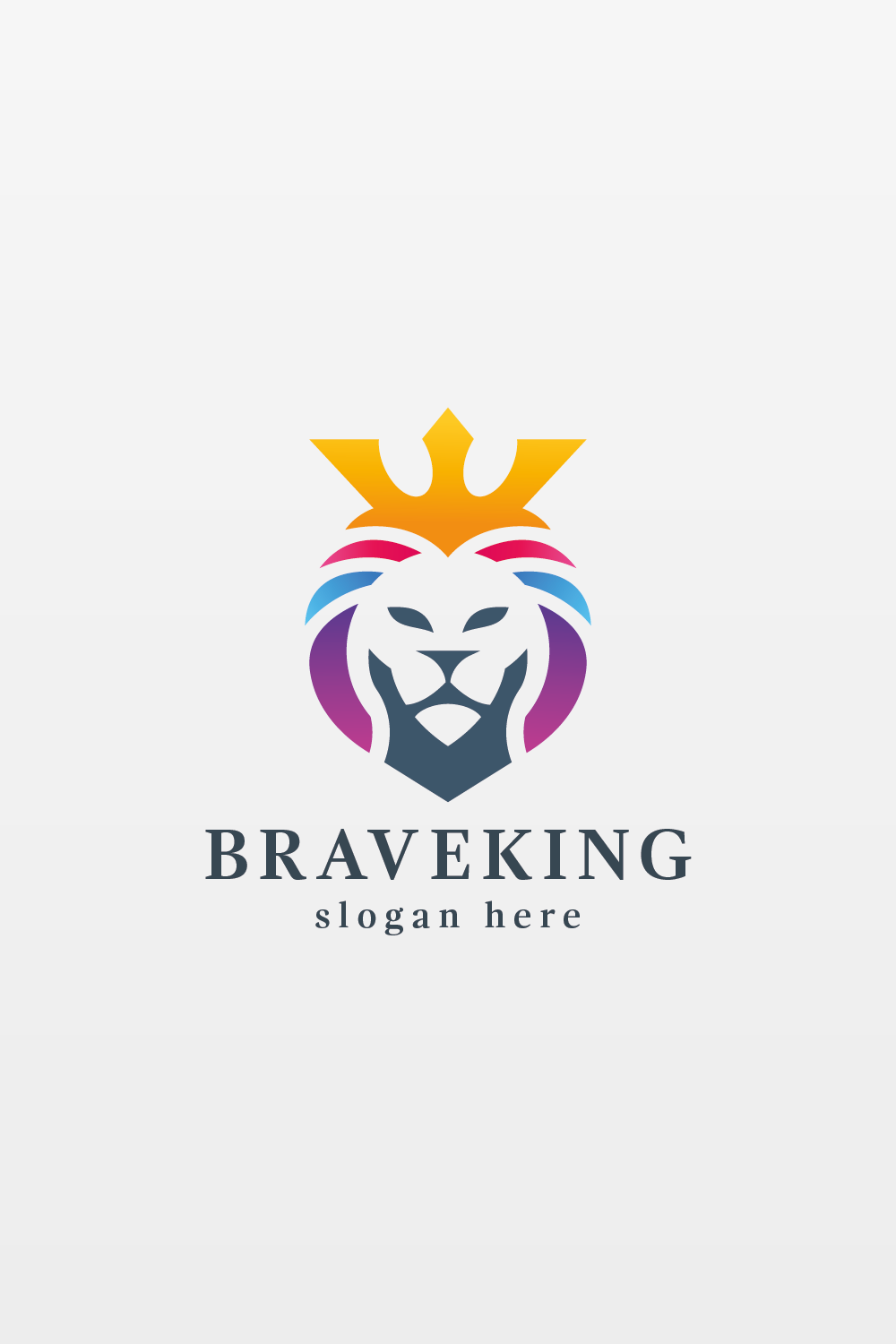 Brave King Lion Logo pinterest preview image.