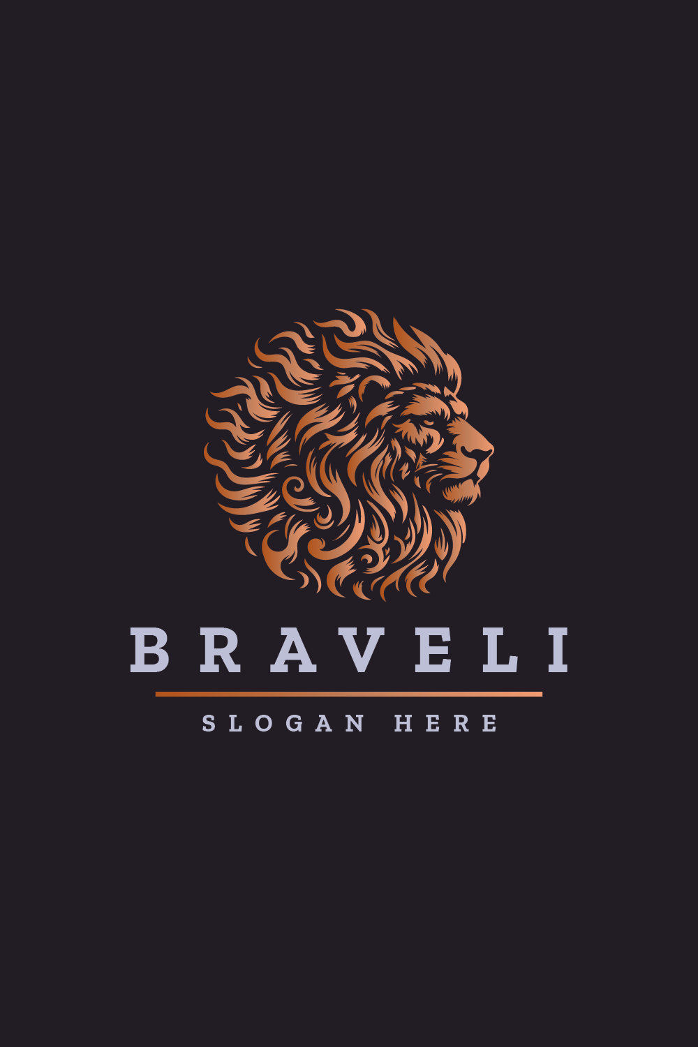 Brave Lion Head Logo pinterest preview image.