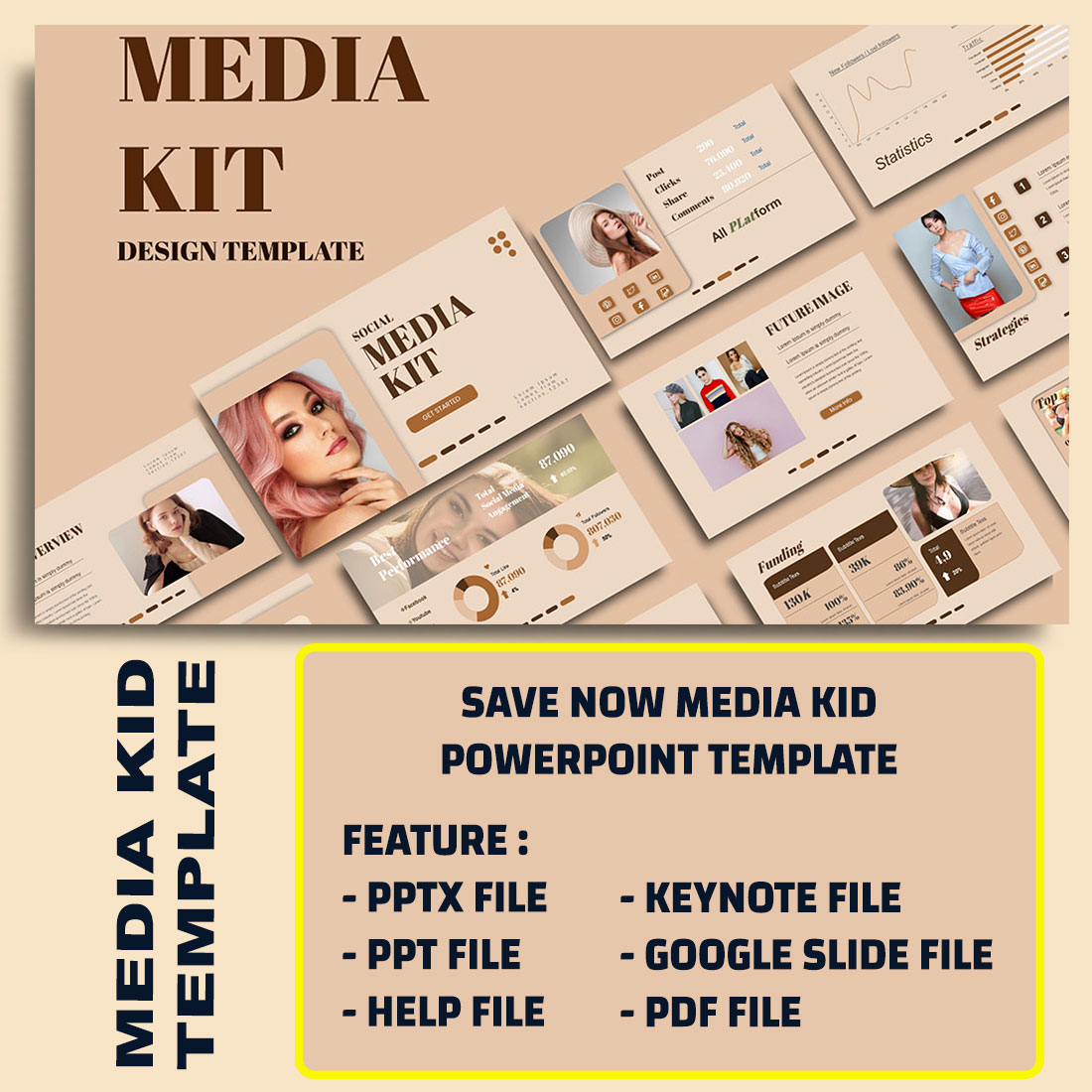 Media Kid Persentation Template preview image.