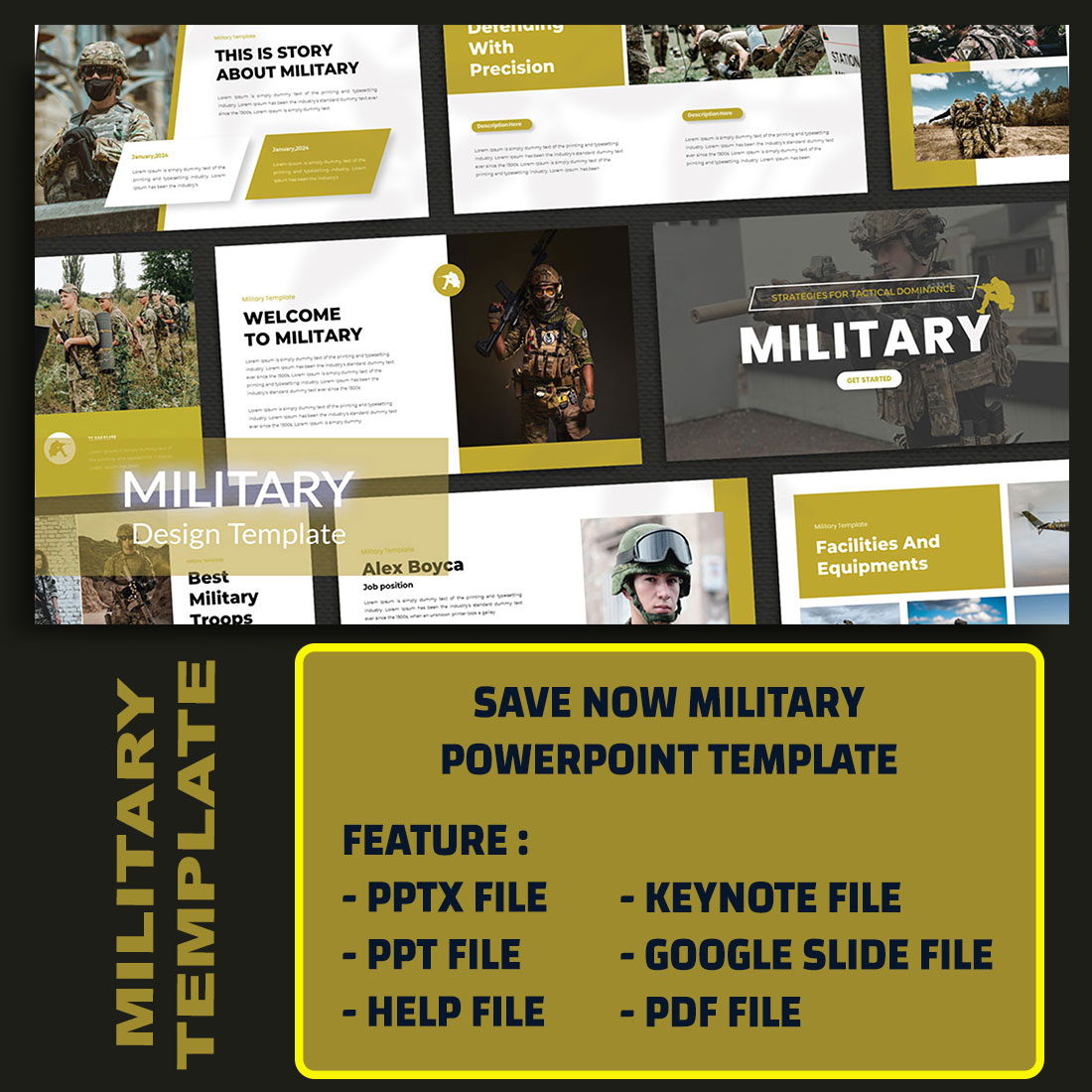 Military Persentation Template preview image.