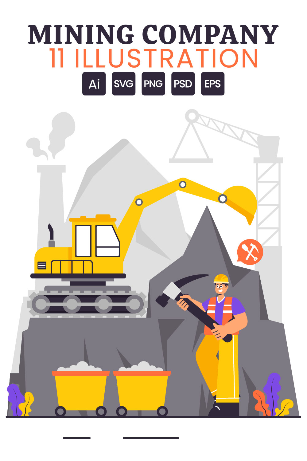 11 Mining Company Illustration pinterest preview image.