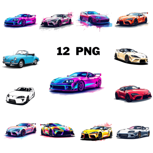 Colorful Cars Sublimation Clipart cover image.