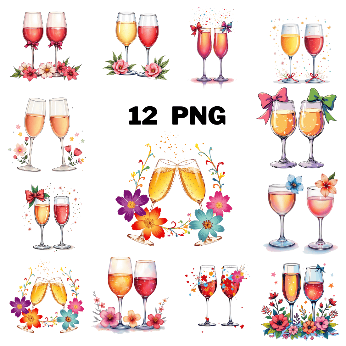 Luxury Wine Glasses Illustration Clipart cover image.