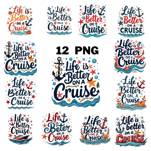 Watercolor Life is Better on a Cruise Sublimation Clipart Bundle cover image.