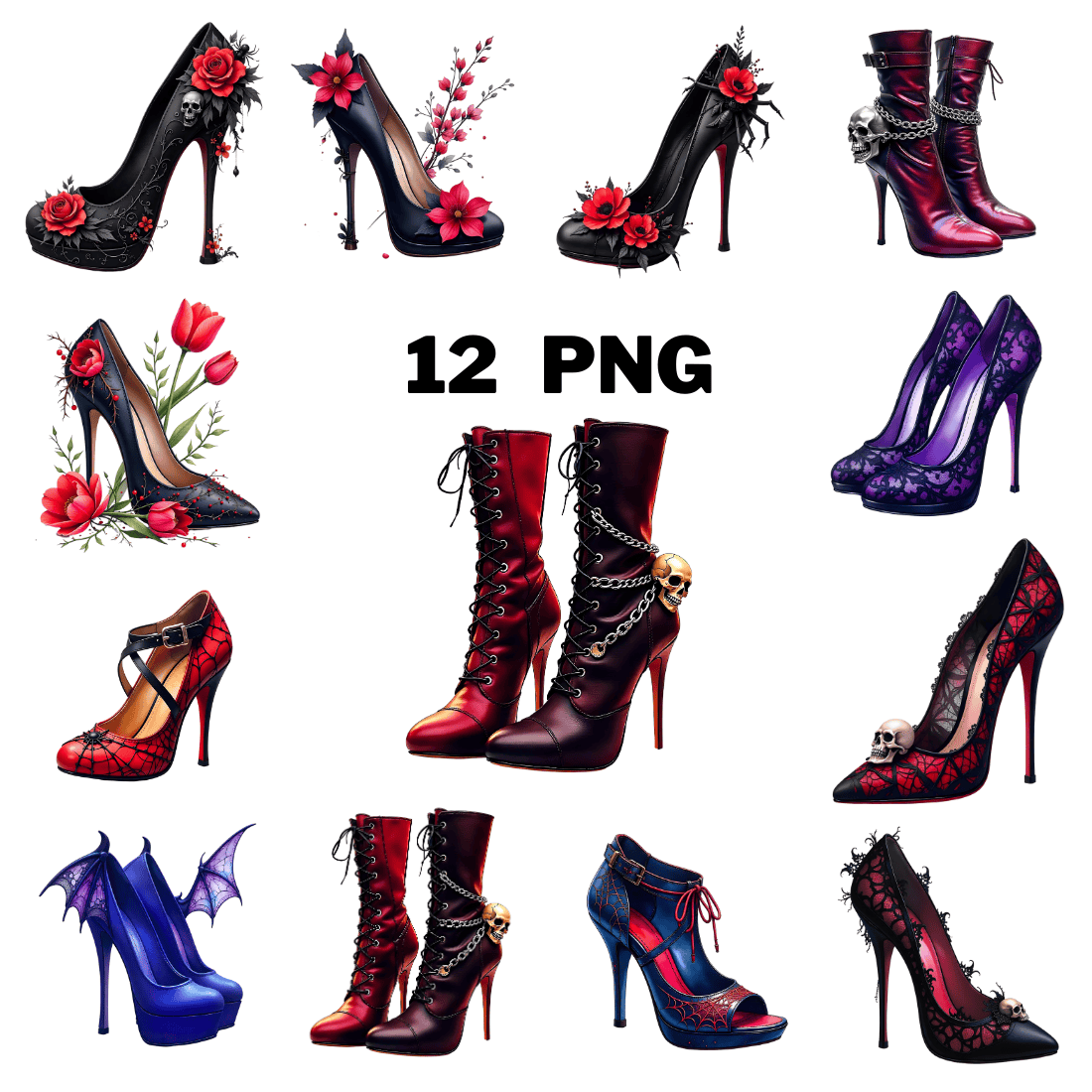 Gothic High Heels Sublimation Clipart cover image.