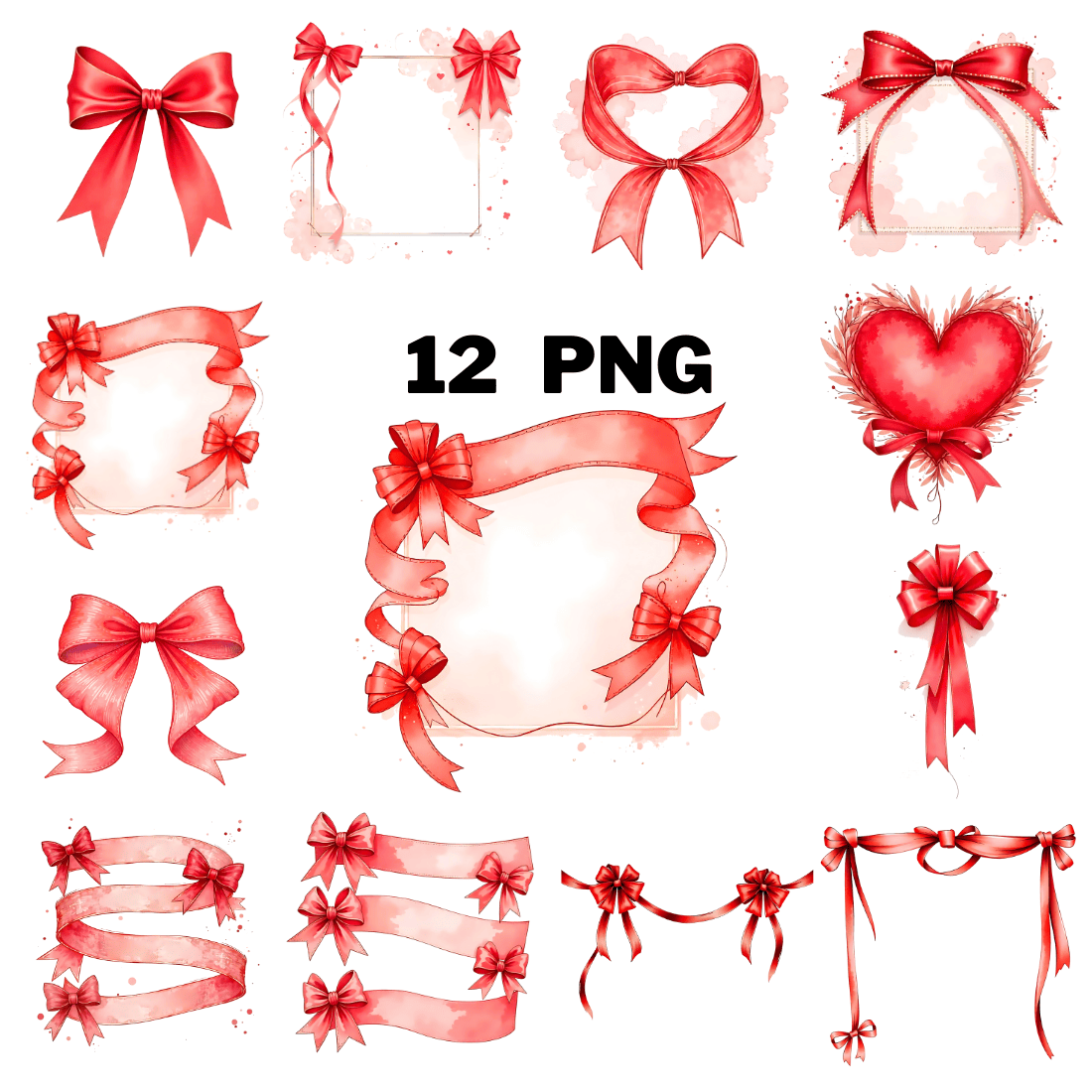 Red ribbon Bow Sublimation Clipart cover image.